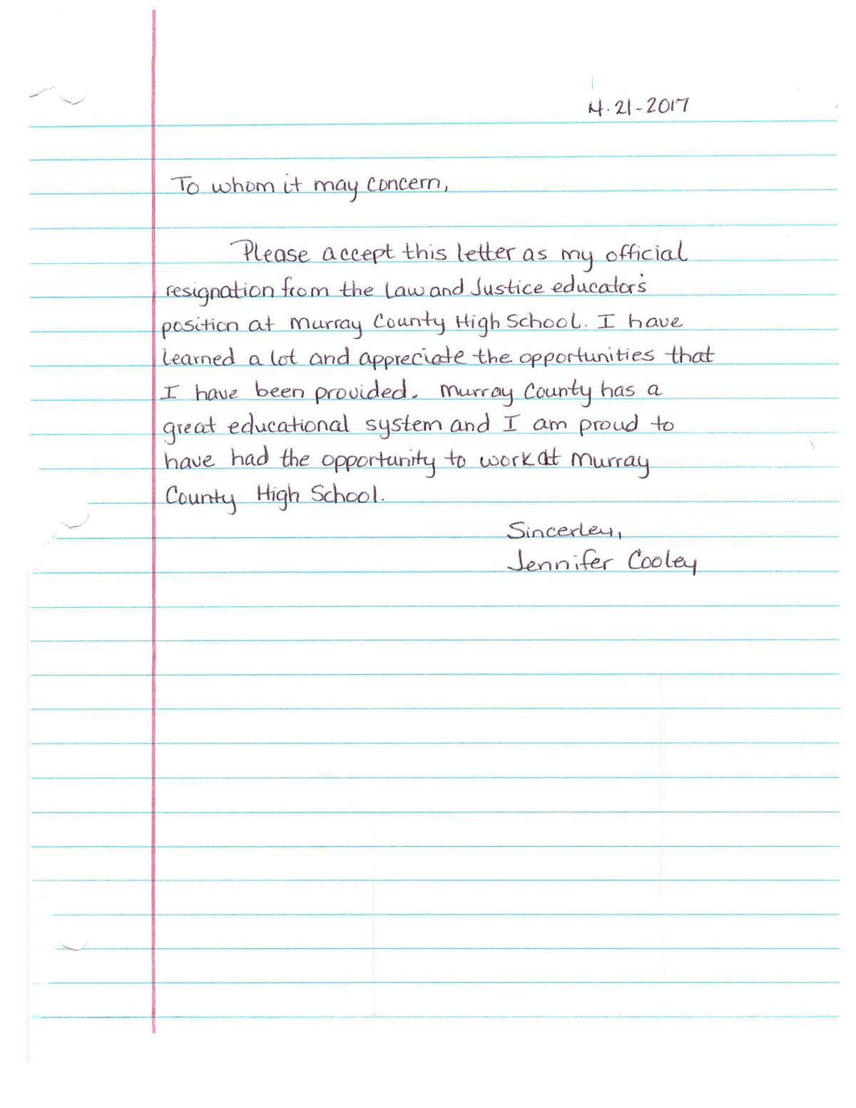 Handwritten Resignation Letter template resume