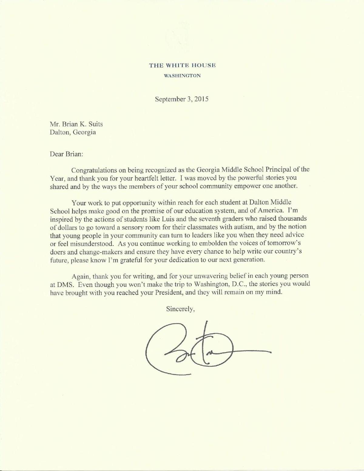 Barack Obama Letter