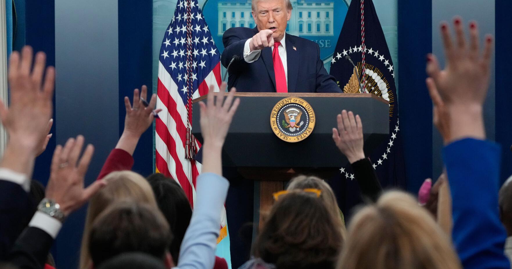 FACT FOCUS : Trump highlights familiar false claims as he reviews his first year back in office