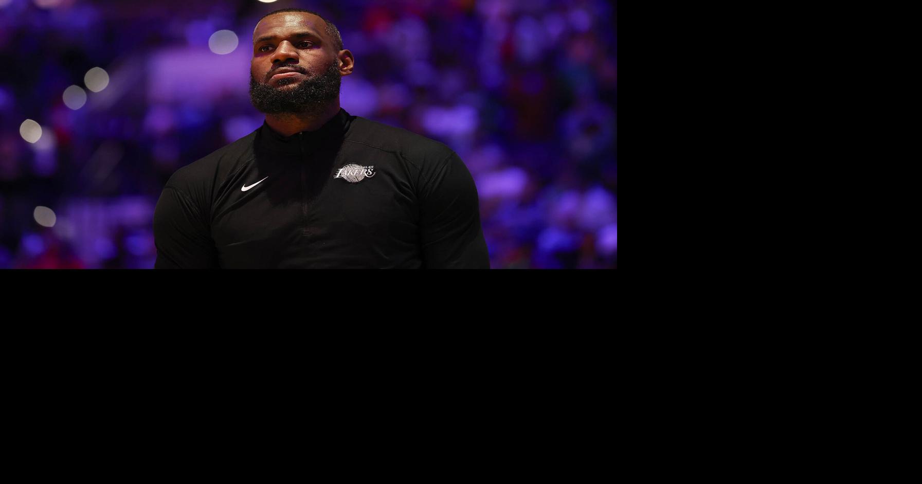 Los Angeles Lakers forward LeBron James during player introduction against the Philadelphia 76 ers on Nov. 27, 2023, in Philadelphia.