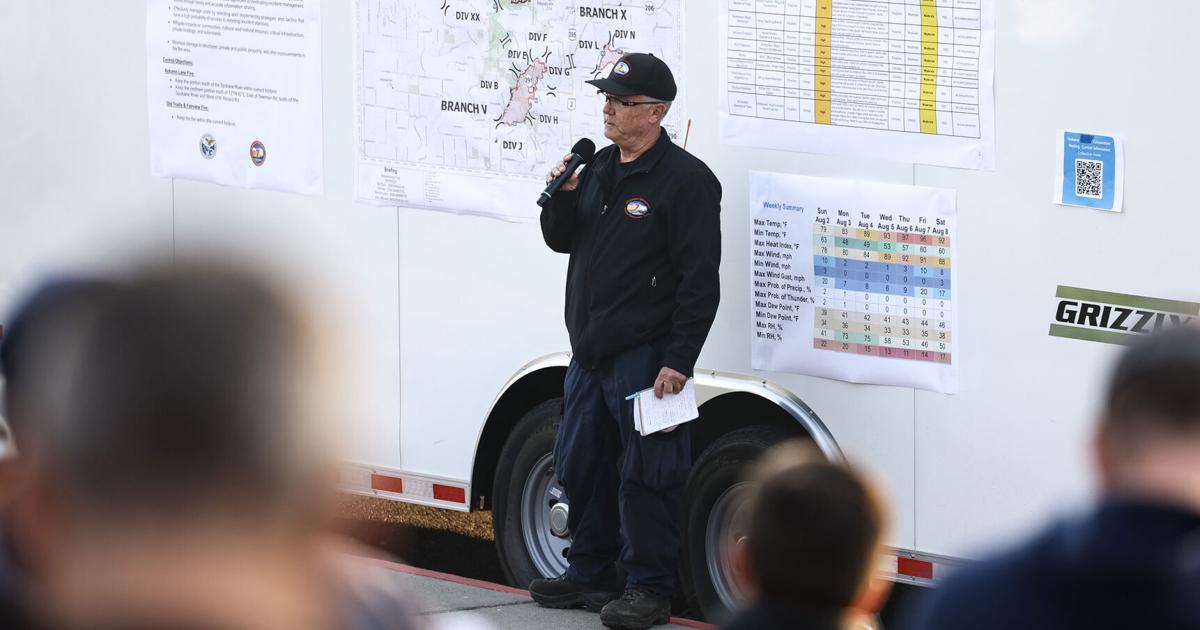 Spokane high school as the fight against the Spokane, Washington, area fires continues on Monday, Aug. 3, 2026.