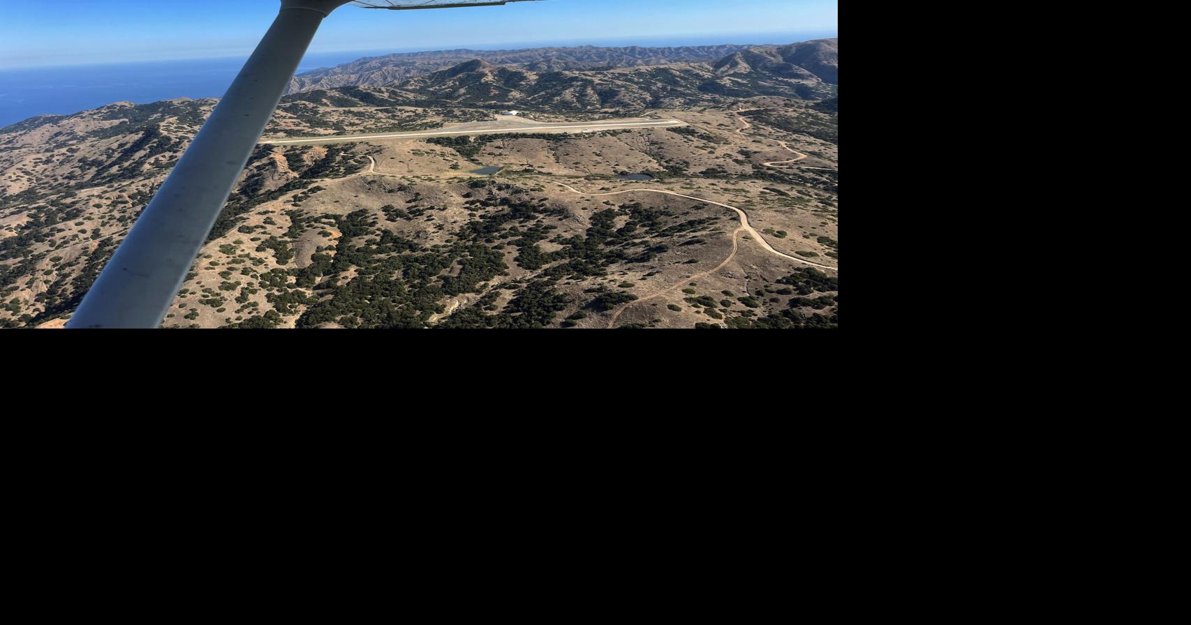 Aerial view of the runway at Catalina’s Airport in the Sky.