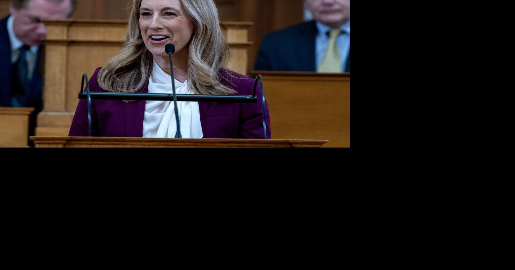 Mikie Sherrill delivers her budget address March 10, 2026, in the Assembly Chamber at the New Jersey State House.
