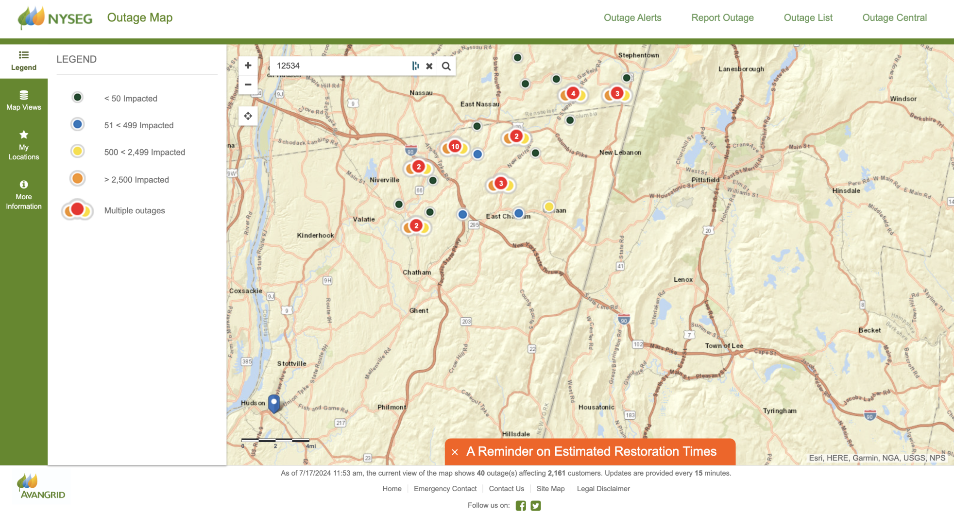 Nyseg Outage Map More Than 100K Still Without Power In New York After
