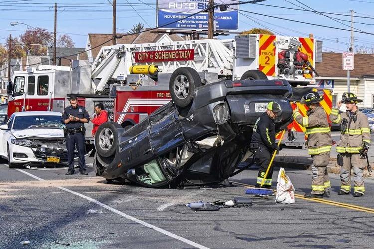 Car rolls over in Wednesday morning Schenectady crash; One driver taken ...