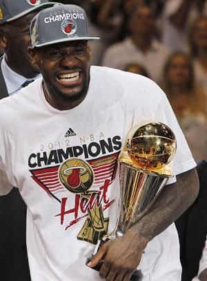 Poster 2012 Nba Champions MVP LeBron James Holds The NBA