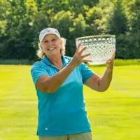 Karen Feldman with crystal bowl trophy