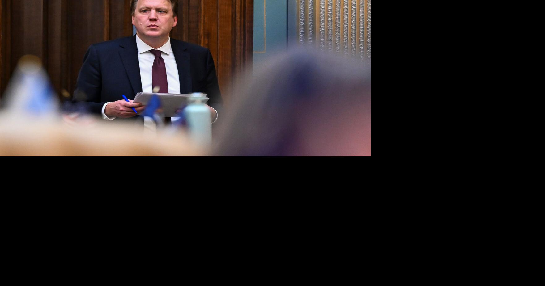 Minority Leader Aric Nesbitt, R- Porter Township, works in the Senate chamber on Dec. 19, 2024, at the Michigan State Capitol in Lansing, Mich..