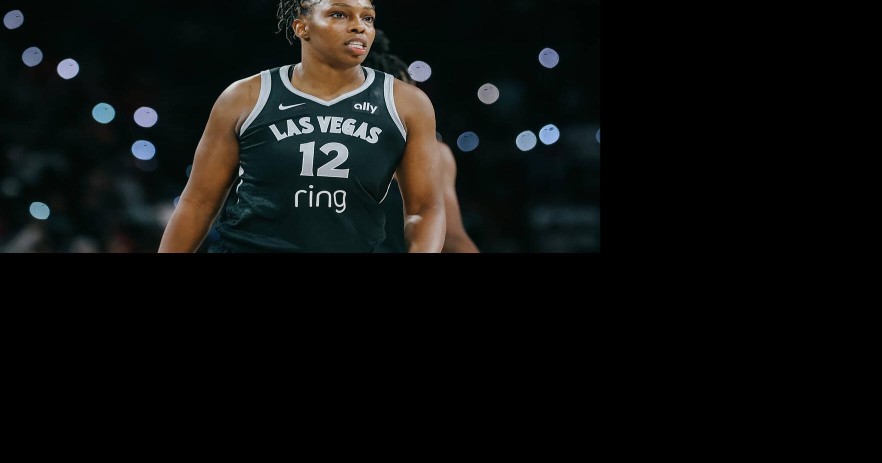 Las Vegas Aces guard Chelsea Gray on the court against the Golden State Valkyries at Michelob ULTRA Arena on Aug. 3, 2025, in Las Vegas.