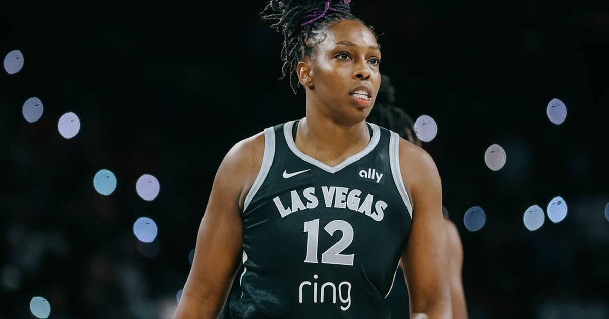 Las Vegas Aces guard Chelsea Gray on the court against the Golden State Valkyries at Michelob ULTRA Arena on Aug. 3, 2025, in Las Vegas.