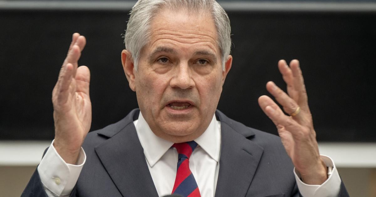 District Attorney Larry Krasner at a news conference in May 2026, denouncing criticism of his office leveled by Republican members of the House Judiciary Committee, and specifically its chairman, Rep.