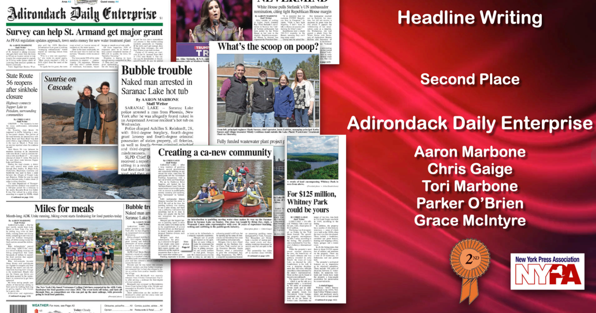 एंटरप्राइज़ ने ओबिट्स, हेडलाइंस, रियल एस्टेट अनुभाग के लिए पुरस्कार जीते