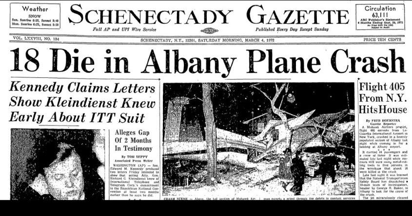50 Years since Mohawk Airlines Flight 405 crash in Albany | News ...
