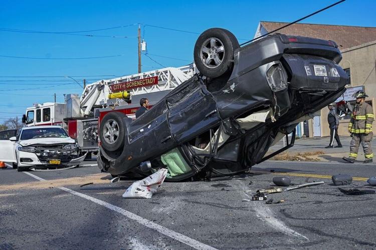 Car rolls over in Wednesday morning Schenectady crash; One driver taken ...