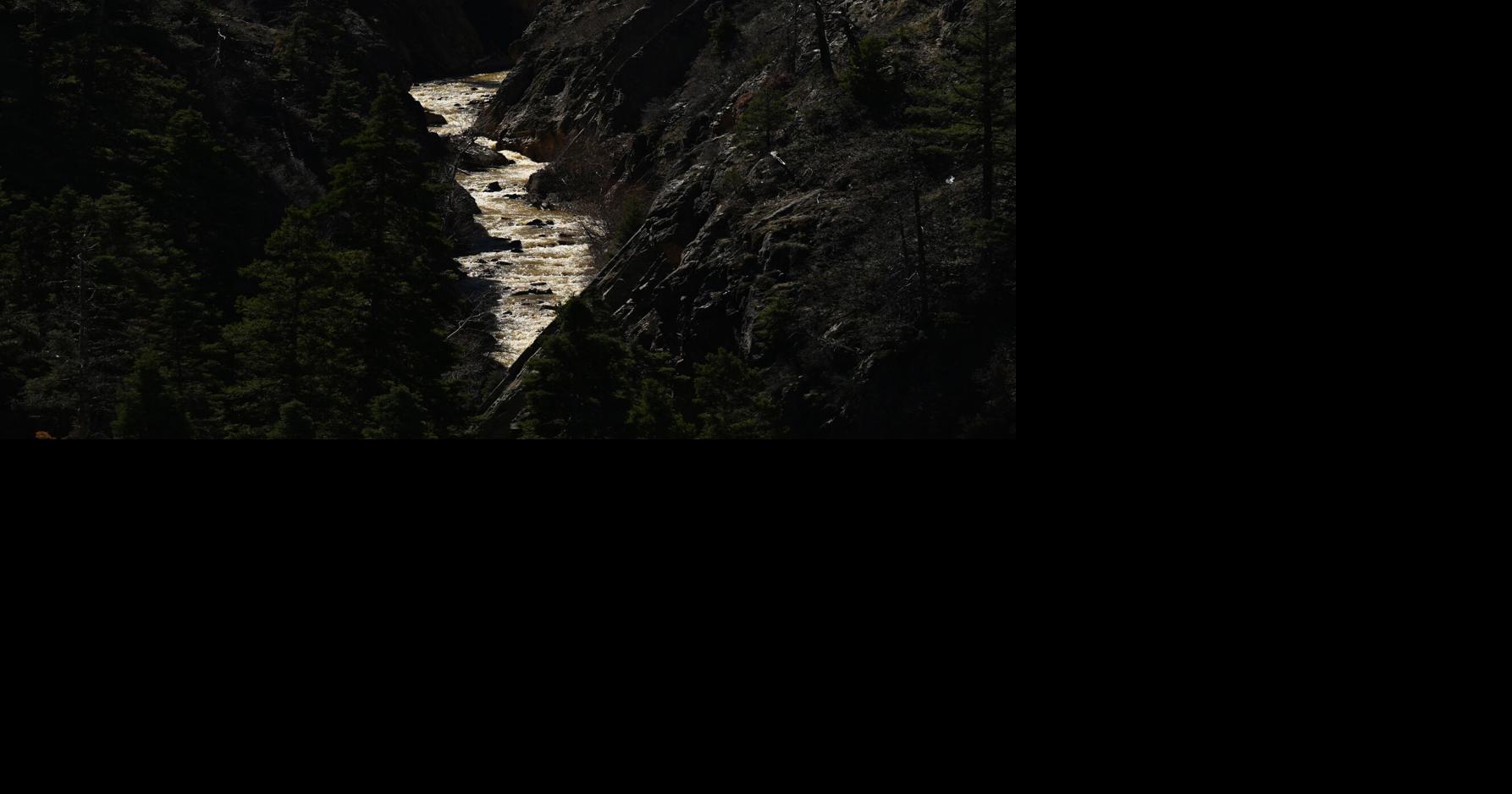 The Uncompahgre River flows through a canyon near Red Mountain Pass on March 25, 2026, near Ouray, Colo. Historically low snowpack and record-setting heat in the area are adding to drought conditions throughout the Colorado River Basin.