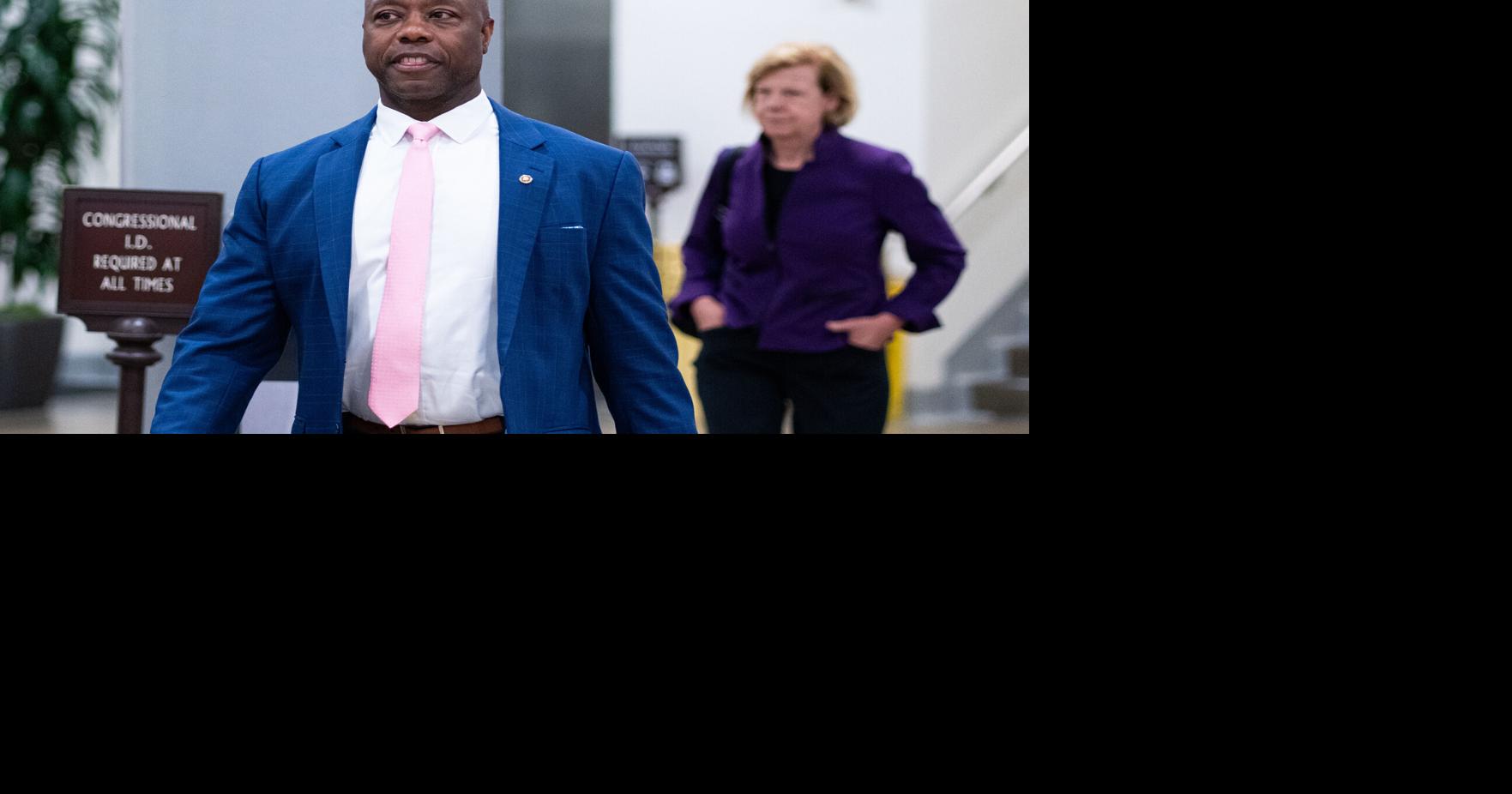 Tim Scott, R- S.C., walks to the Senate subway after a vote in the U.S. Capitol in Washington, D.C., on May 14, 2025.