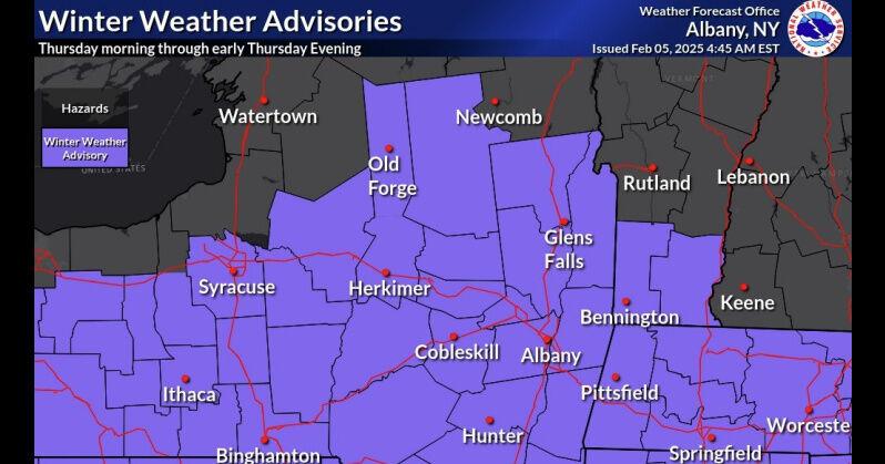 Winter weather advisory issued for Capital Region Thursday | News ...