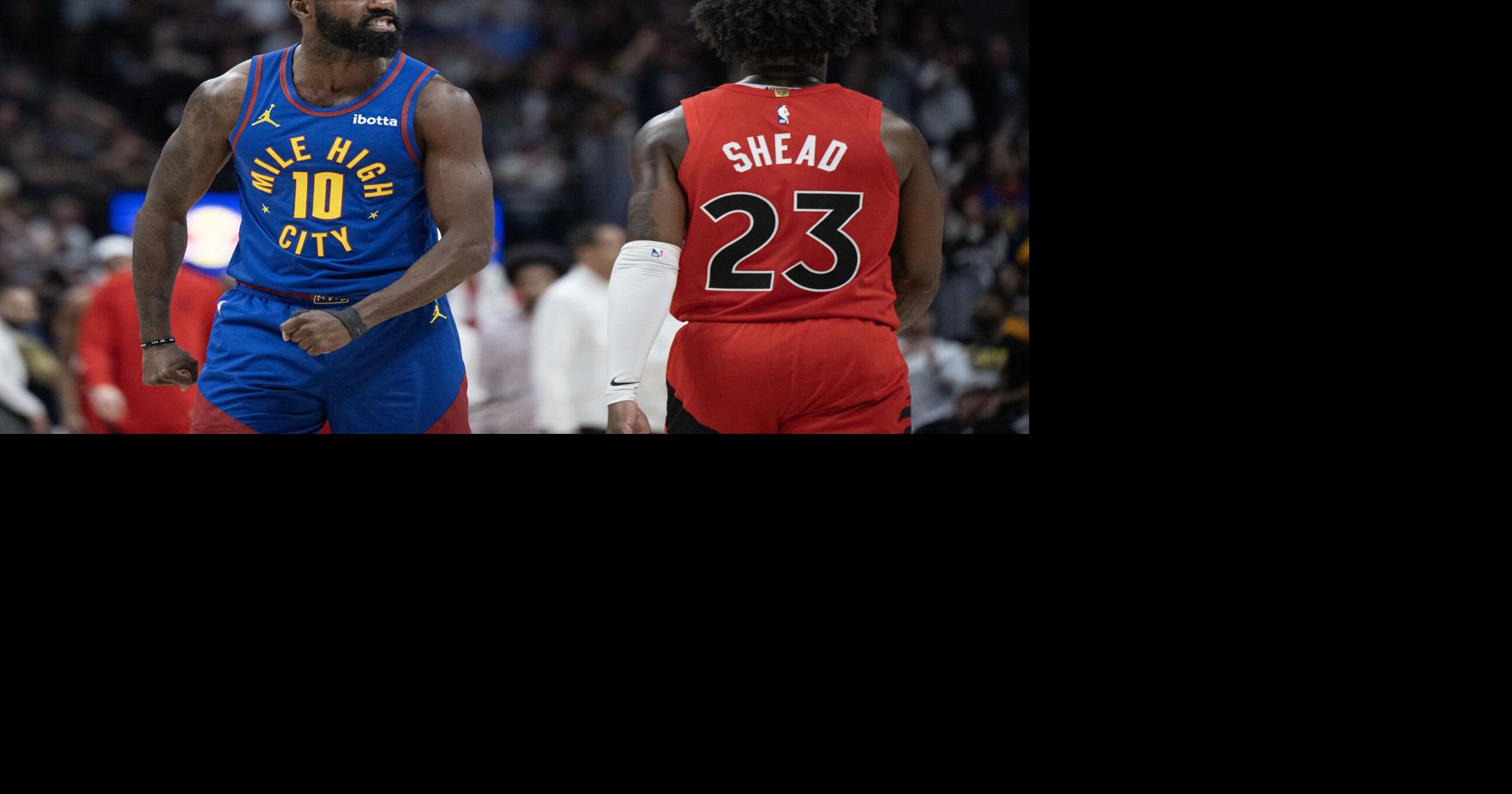 The Denver Nuggets' Tim Hardaway Jr. snarls after converting a second-half 3- pointer against the Toronto Raptors during the second half at Ball Arena on Friday, March 20, 2026, in Denver.