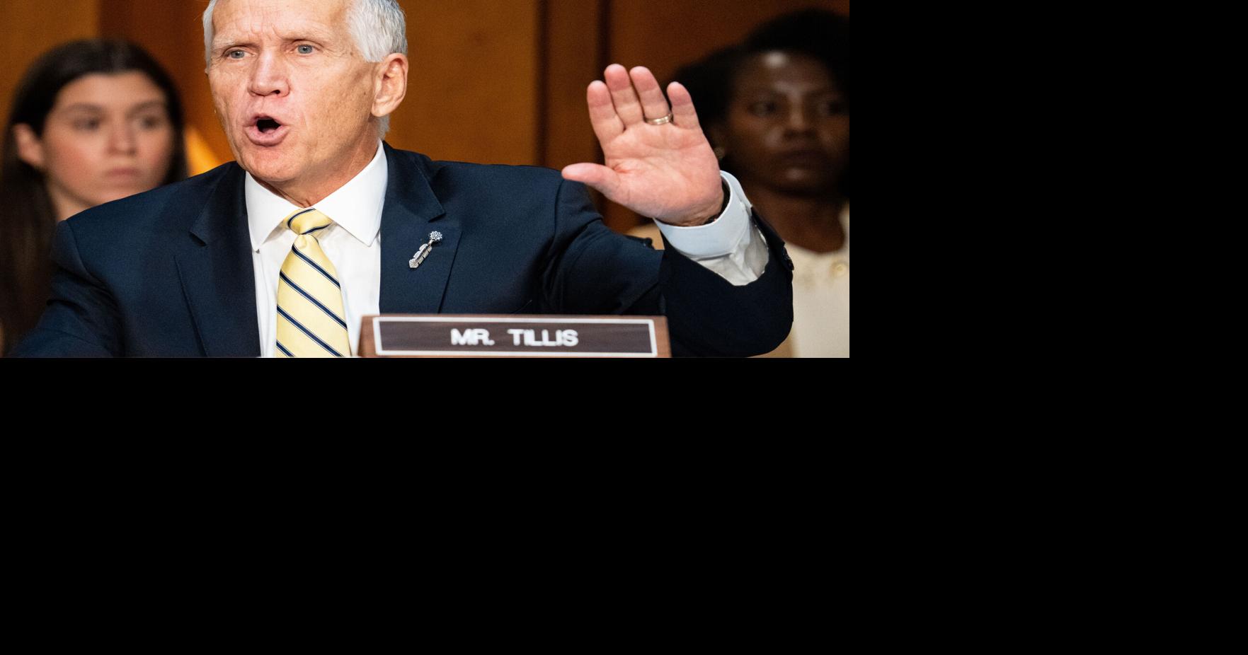 Thom Tillis, R- N.C., questions Acting Attorney General Todd Blanche during his confirmation hearing to be Attorney General in the Senate Judiciary Committee in Washington, D.C., on Wednesday, July 15, 2026.