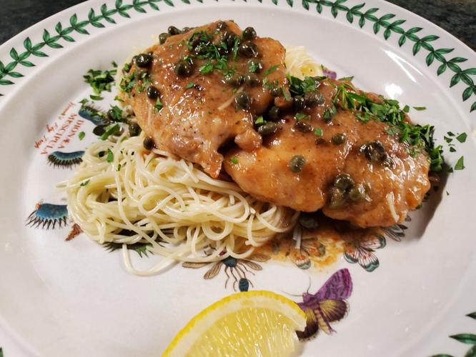 Chicken piccata, but not too big a serving.
