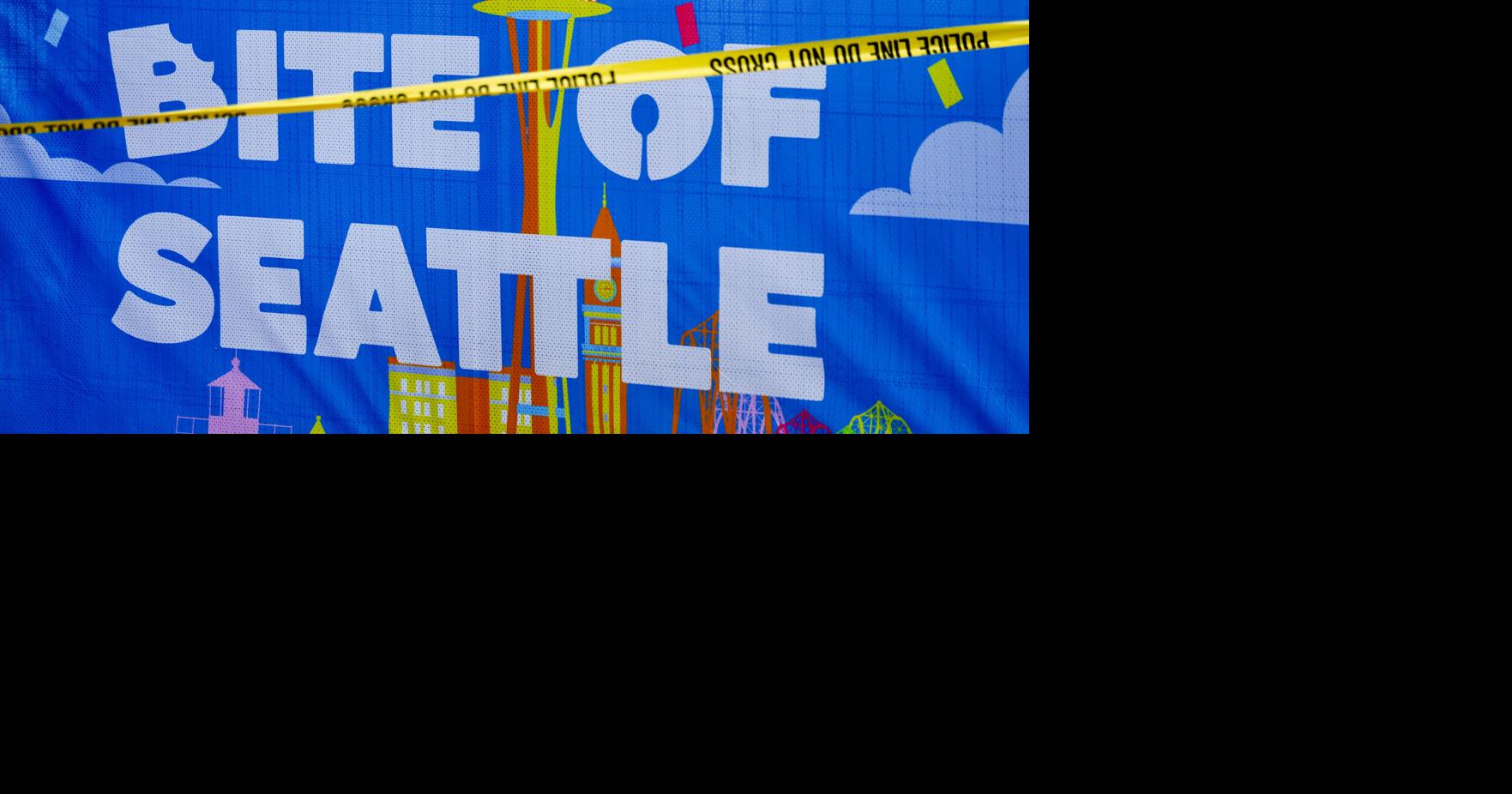 Crime tape is up at a scene with“ multiple” victims at Seattle Center, according to the Seattle Police Department, during the Bite of Seattle food festival Sunday, July 26, 2026.