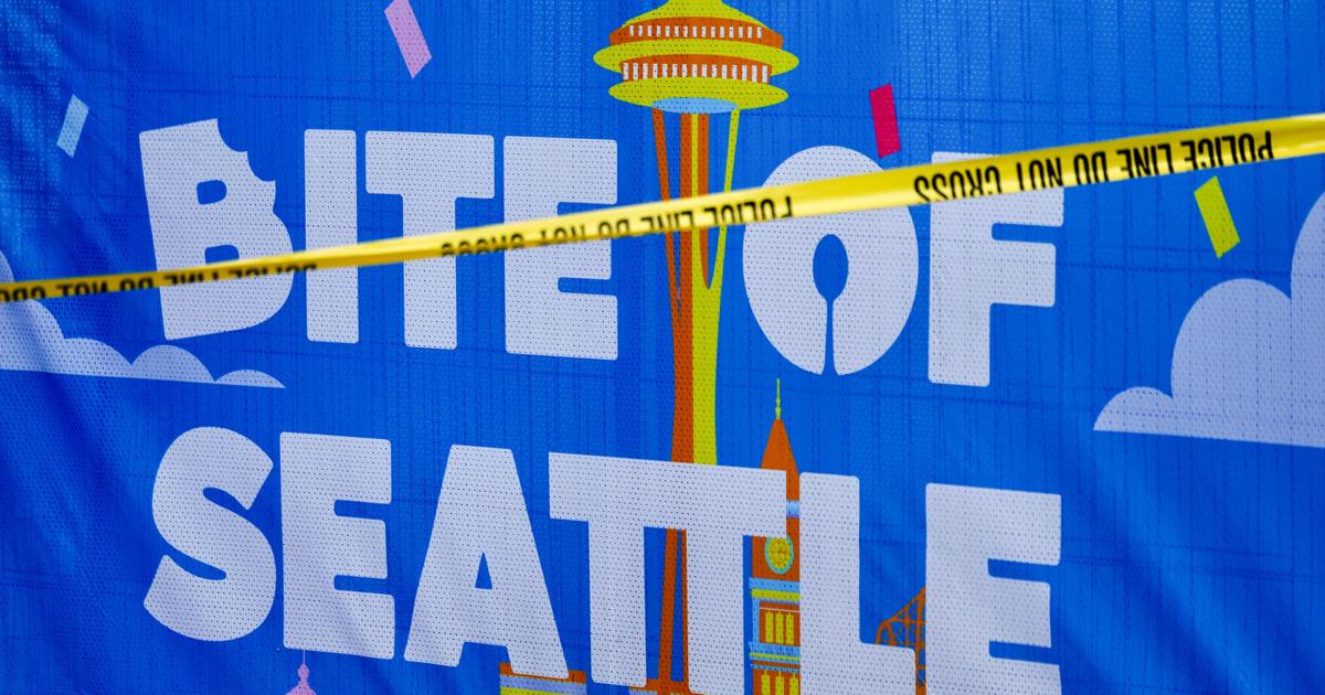 Crime tape is up at a scene with“ multiple” victims at Seattle Center, according to the Seattle Police Department, during the Bite of Seattle food festival Sunday, July 26, 2026.