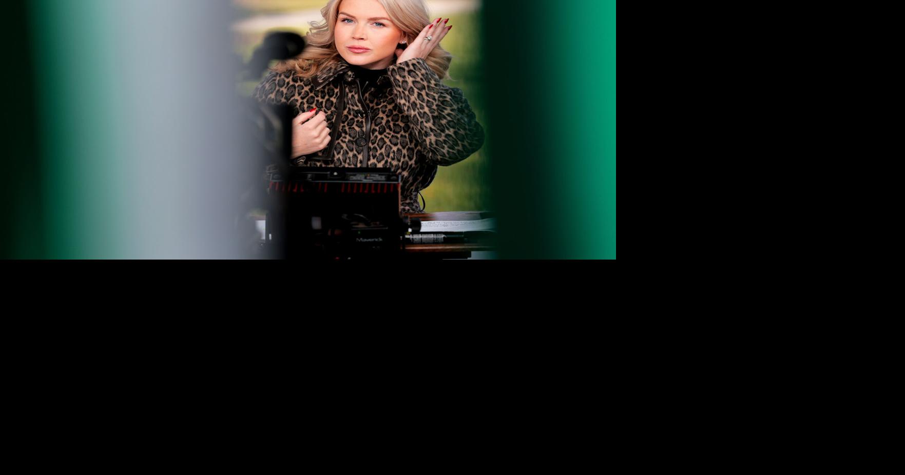 White House Press Secretary Karoline Leavitt participates in a television interview outside the White House on Dec. 16, 2025, in Washington, D.C..