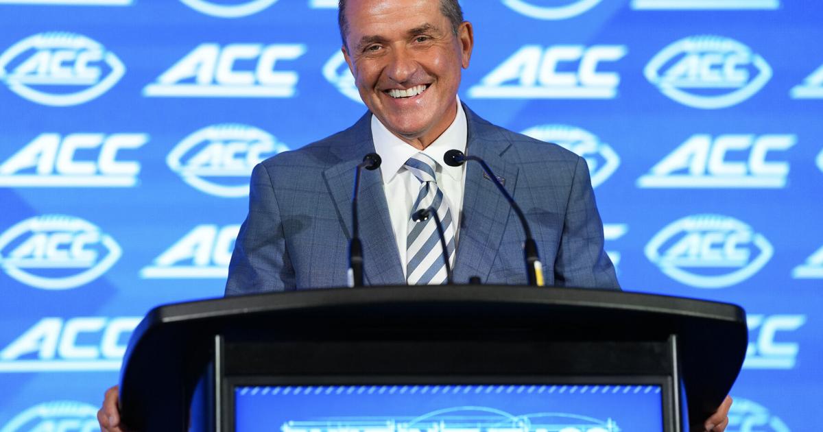 Commissioner Jim Phillips smiles during the ACC Kickoff media days at Hilton Charlotte Uptown on Wednesday, July 15, 2026, in Charlotte, North Carolina.