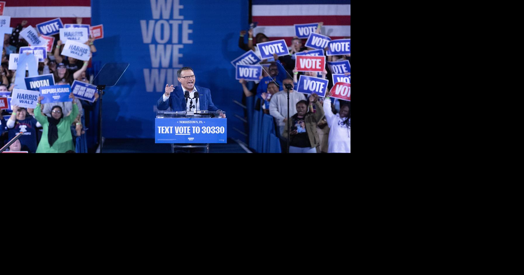 Josh Shapiro speaks at a rally on Nov. 2, 2024 for Vice President Kamala Harris.