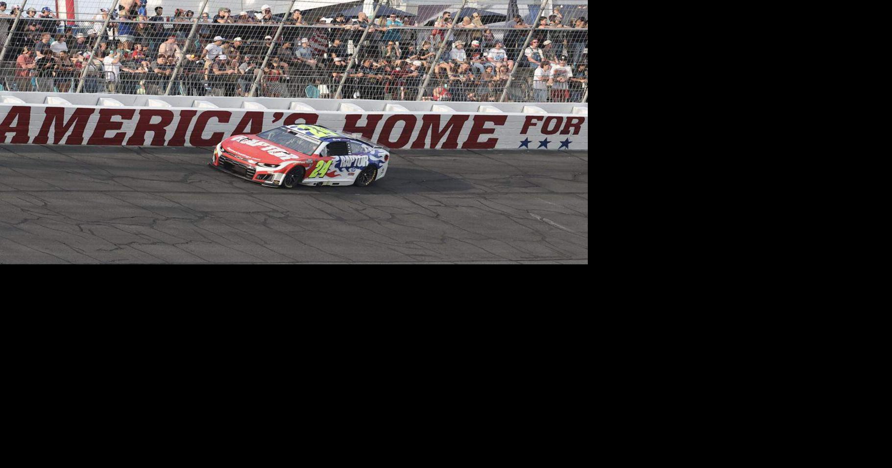 William Byron drives the No. 24 Raptor Chevrolet car past a host of fans during the Coca Cola 600 at Charlotte Motor Speedway on Sunday, May 24, 2026, in Concord, N.C..