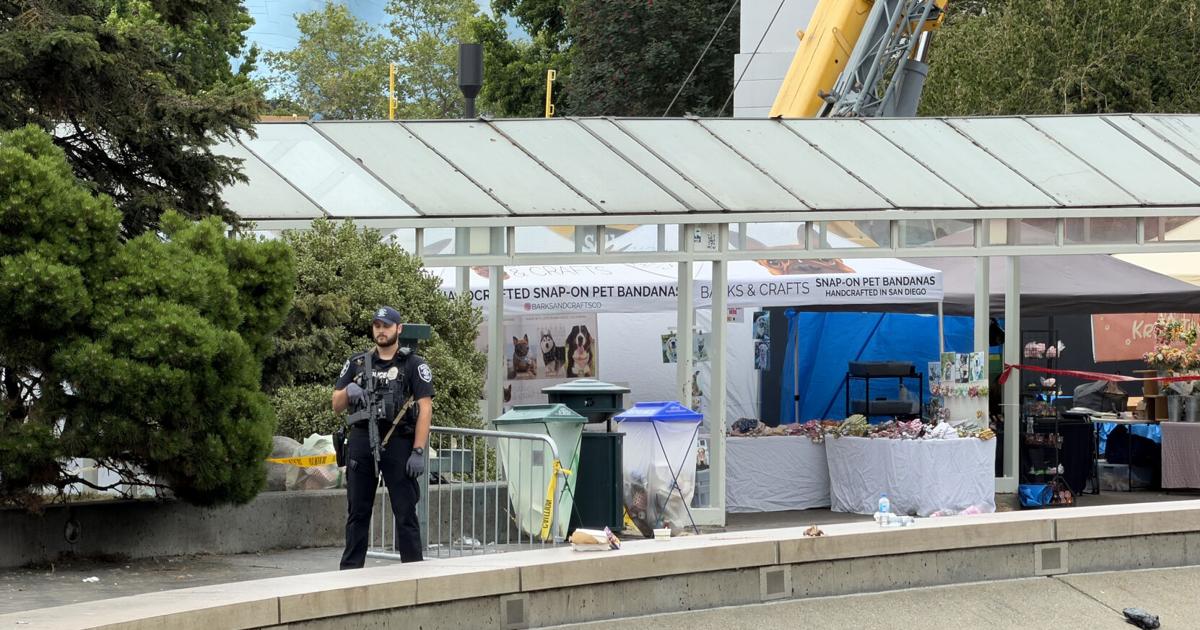 Scene at Seattle Center Sunday, July 26, 2026, where a mass shooting has been reported.