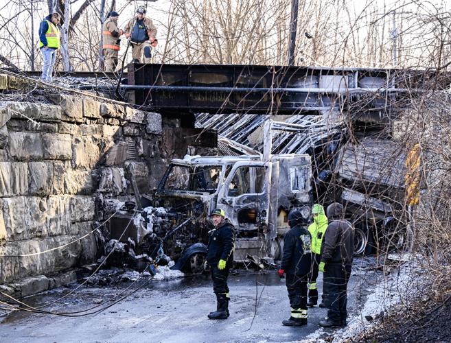 Truck removal, cleanup at Glenville bridge crash, explosion site