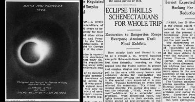 Schenectady 1925 eclipse headline and photo