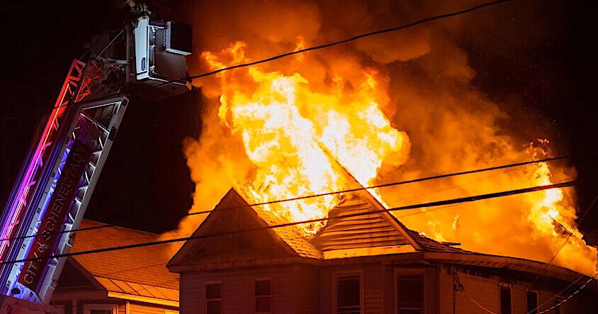 Firefighters battle blaze on Maplewood Avenue in Schenectady Sunday ...