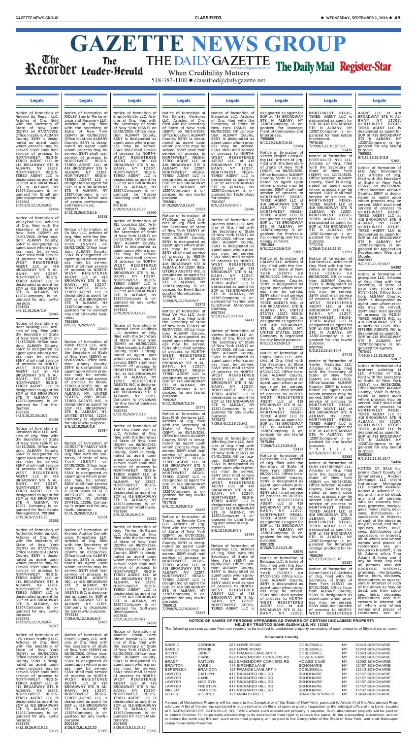 Page A8 | The Recorder e-Edition | dailygazette.com