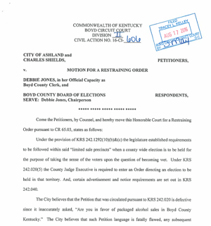 City of Ashland sues county clerk, elections board over alcohol sales