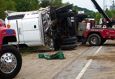 Garbage, food trucks collide on 60