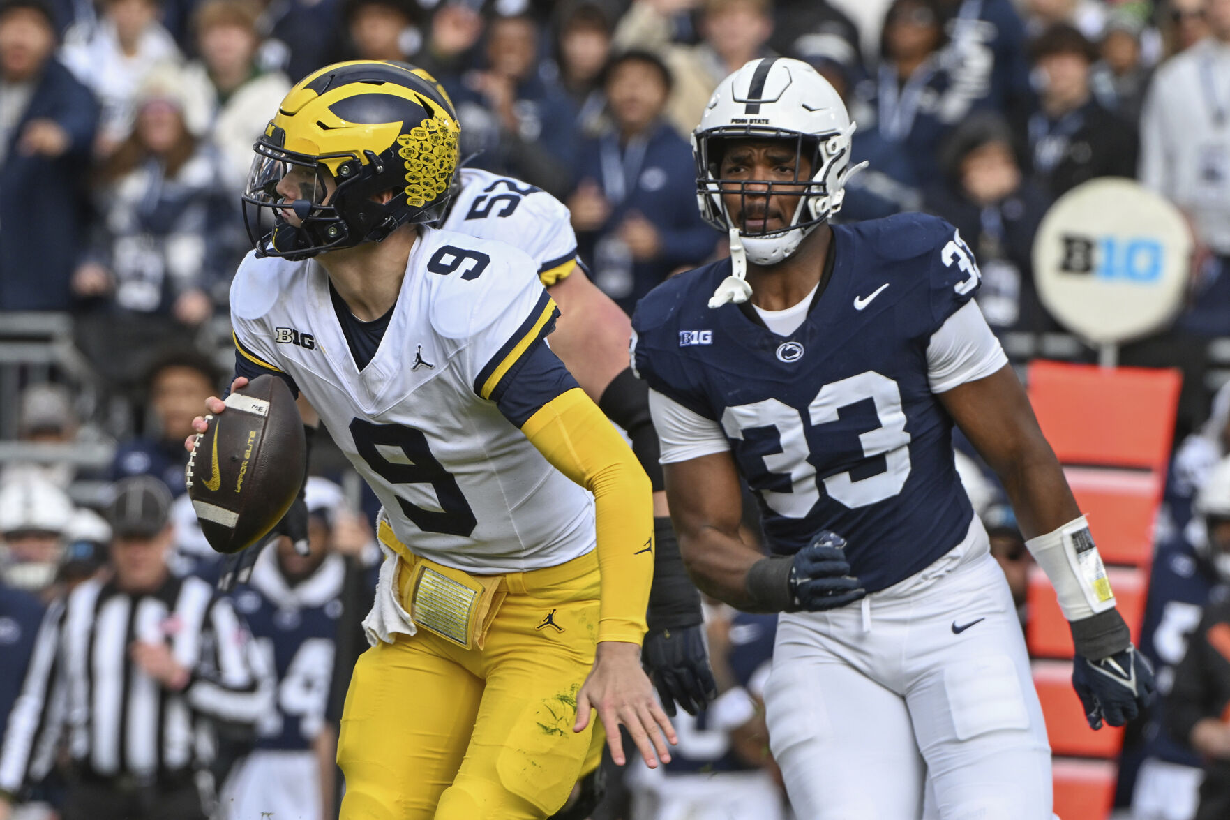 Michigan without Harbaugh controls Penn State to move to 10 0