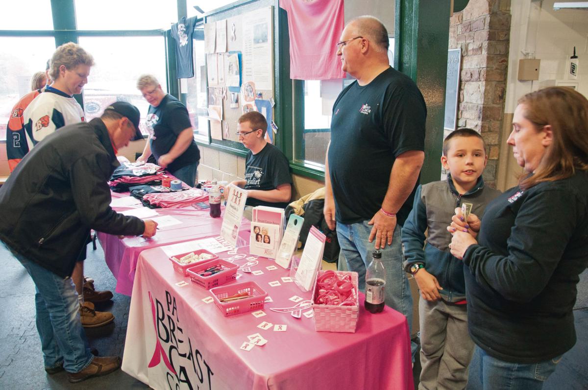 Hockey players try to ice breast cancer in charity event