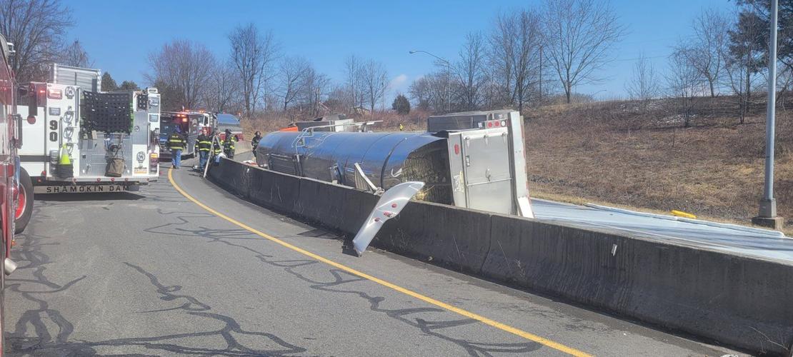 UPDATE One person flown to hospital after tanker crash; crews cleaning