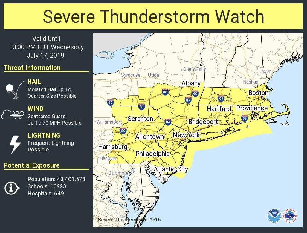 UPDATE Severe thunderstorm watch in place for Montour, Northumberland
