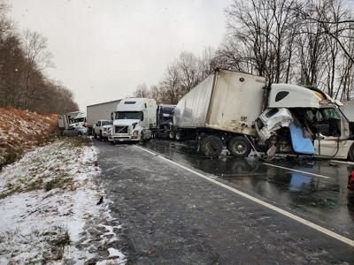 interstate pileup dailyitem rigs involving hurt multiple forcing crashed highway meadvilletribune