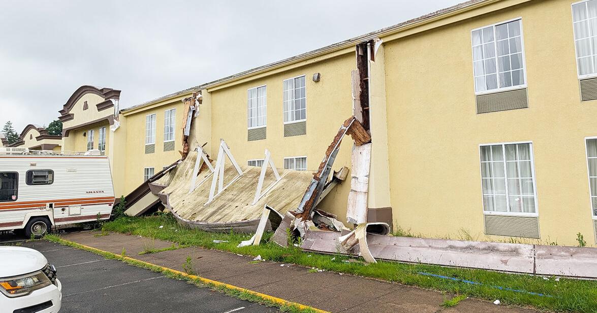 Valley Twp. fire personnel examine structural damage at Danville Suites