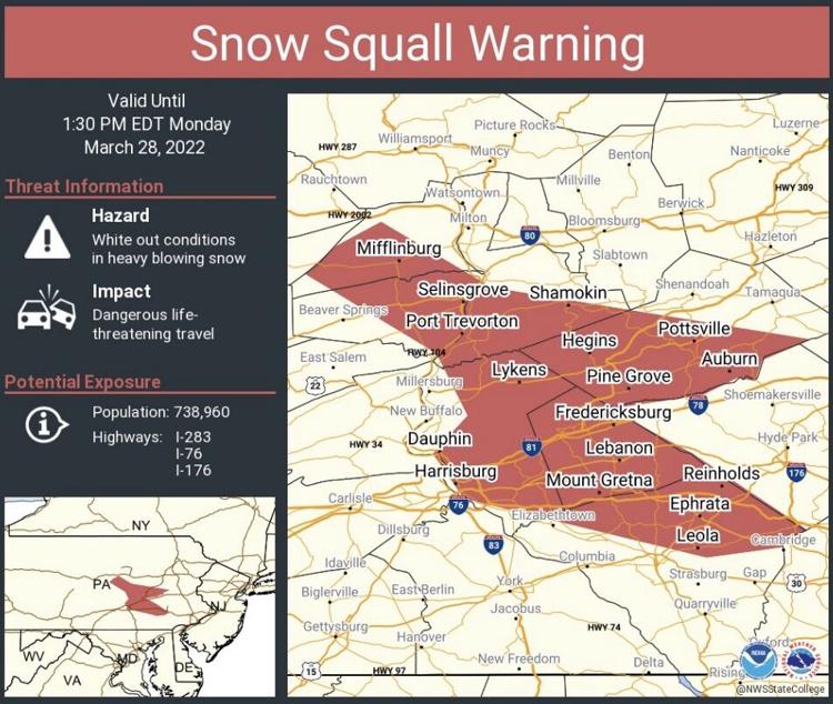 UPDATE Snow squall warning in effect until 2:15; Hazardous driving ...