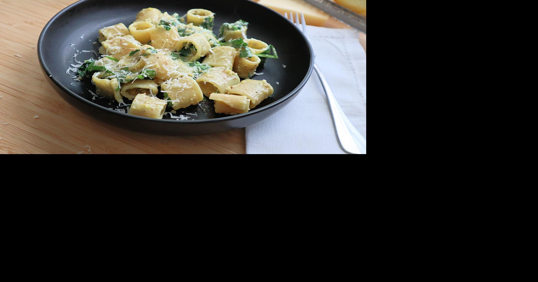 Lemon pesto pasta with slivered almonds brightens a fall day | Taste ...