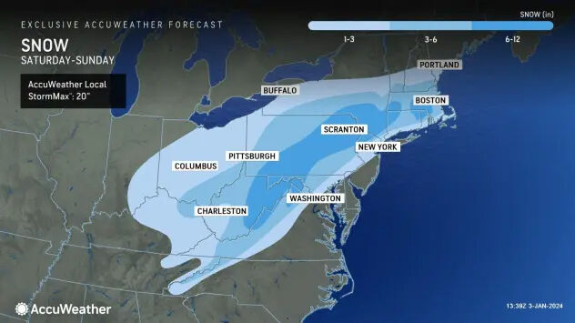 AccuWeather: Weekend winter storm could dump 4 to 10 inches of snow ...