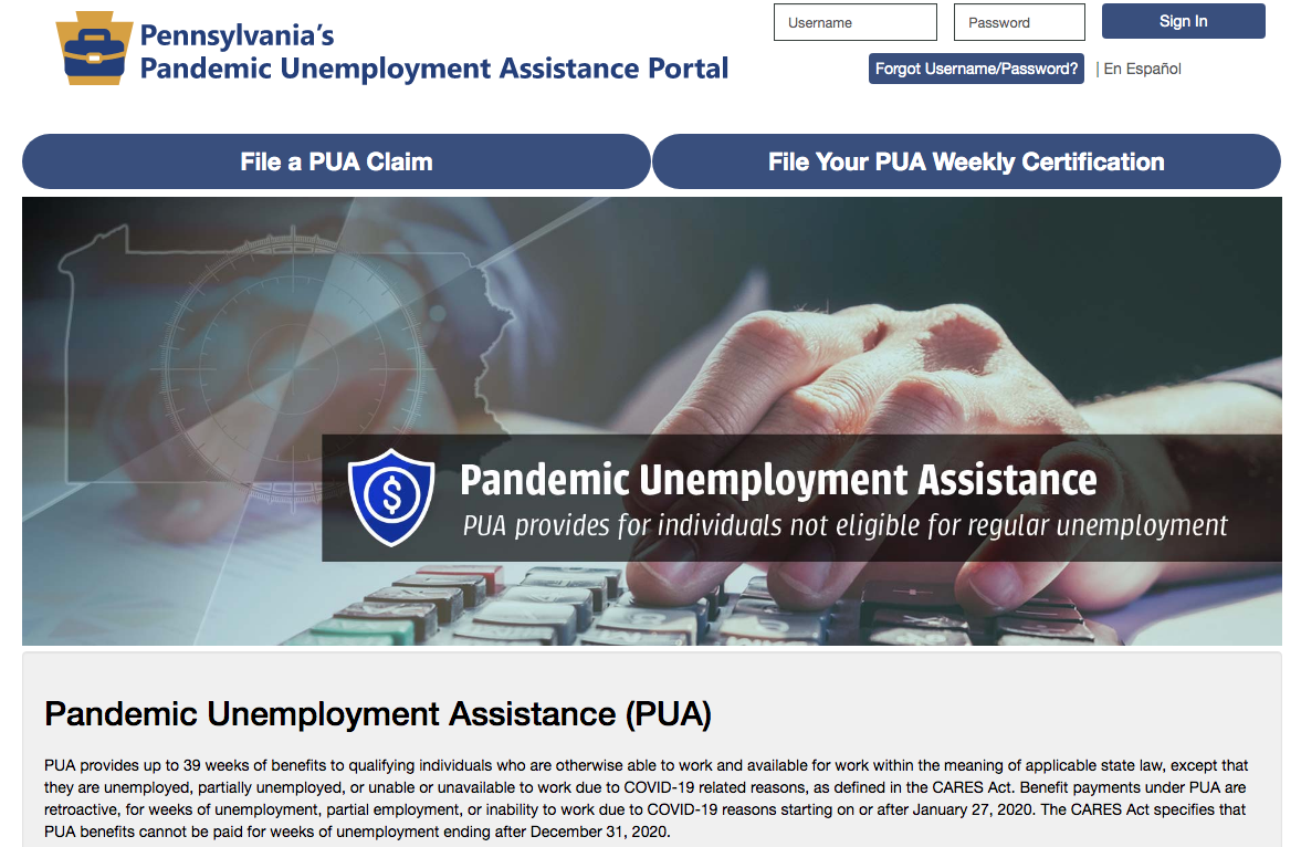 Pennsylvania Opens Web Portal For Pandemic Unemployment Assistance