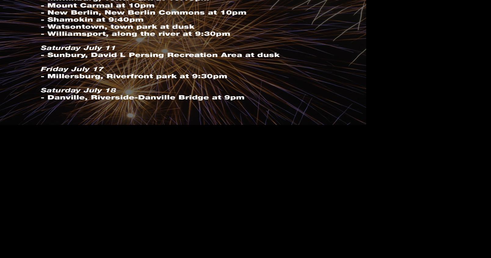 Fireworks Schedule 2015 Local News