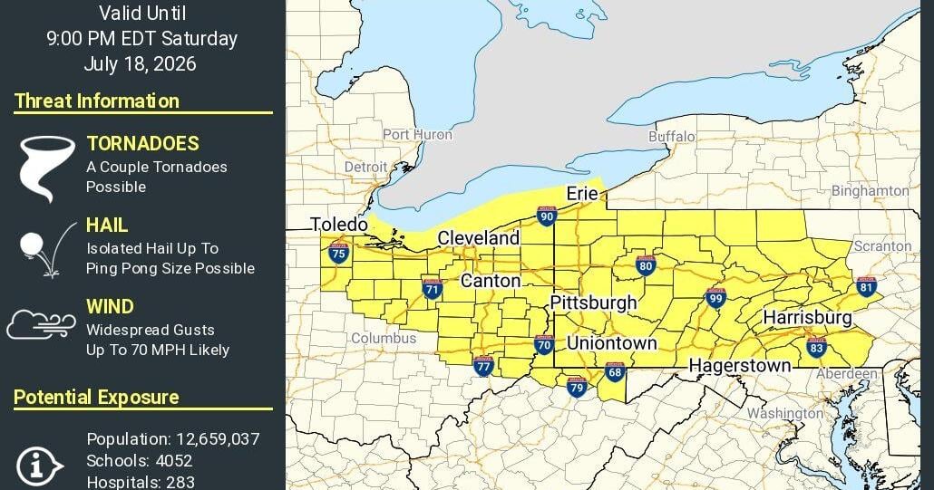 UPDATE Thunderstorm watch in place until 9 p.m. Saturday; flood watch remains in effect.