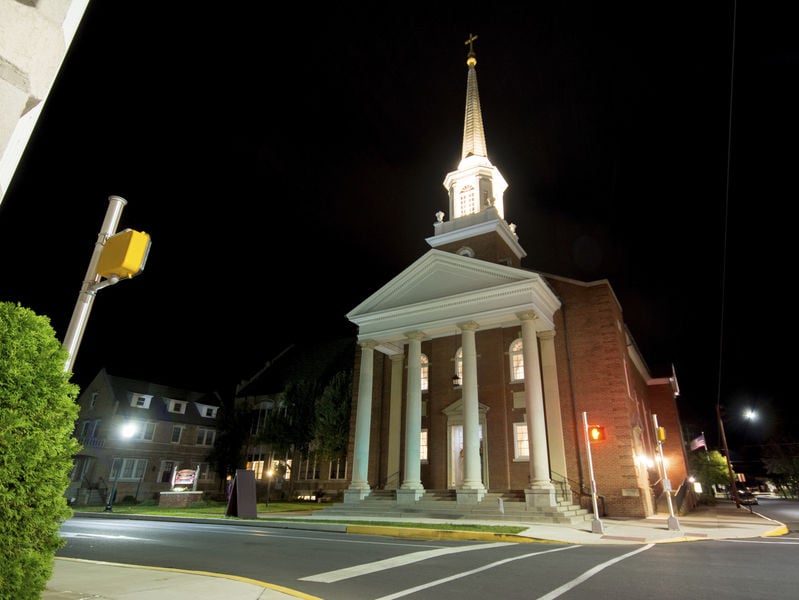 Church S New Steeple Spire Lights Up The Night Sky Local Church S New Steeple Spire Lights Up The Night Sky Local